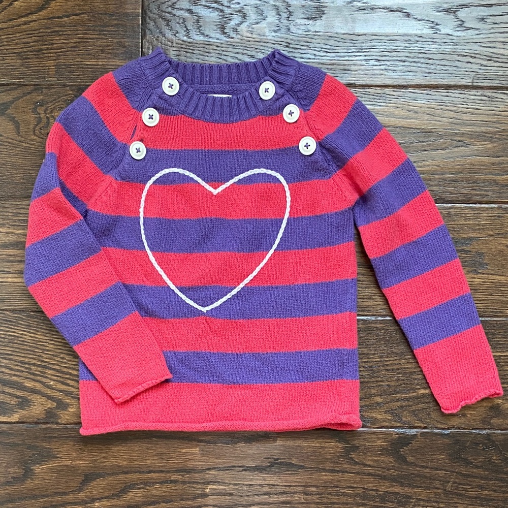 Mini Boden Striped Heart Sweater